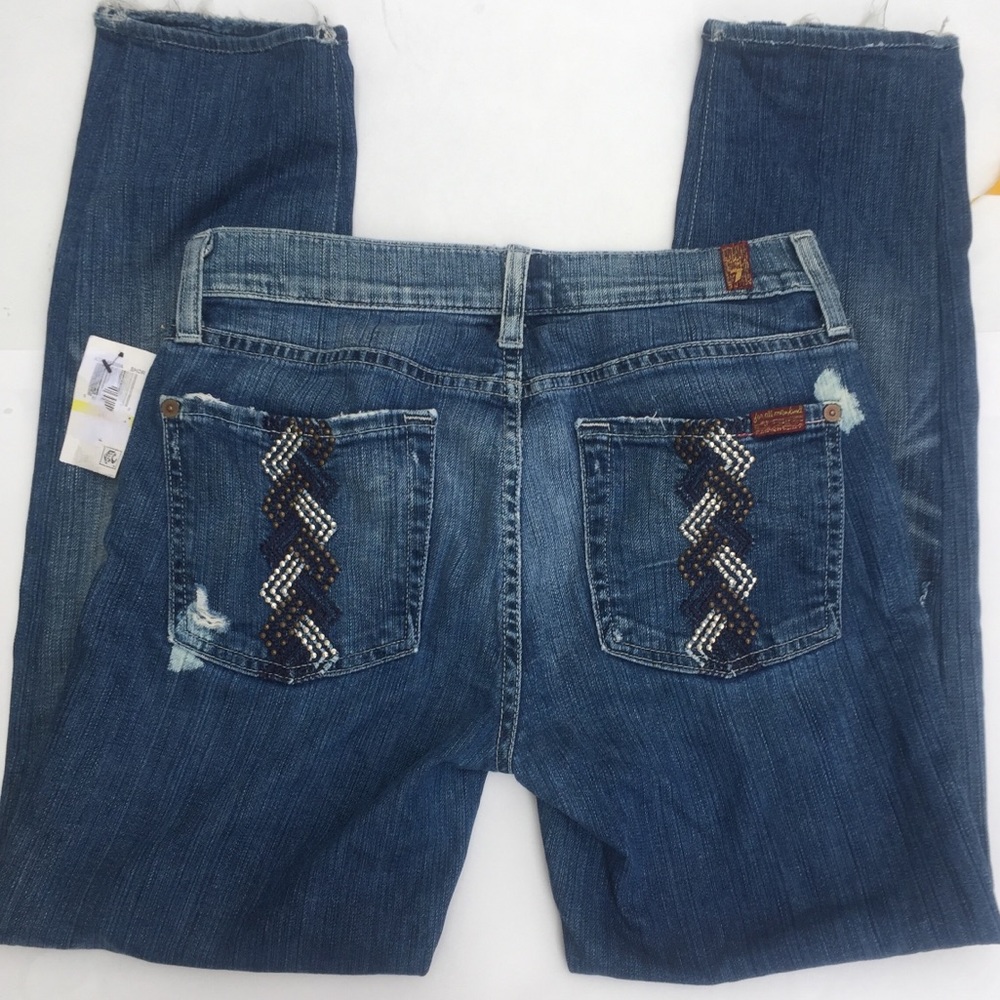 NWT 💥7 FOR ALL MANKIND Embellished Distressed Jeans